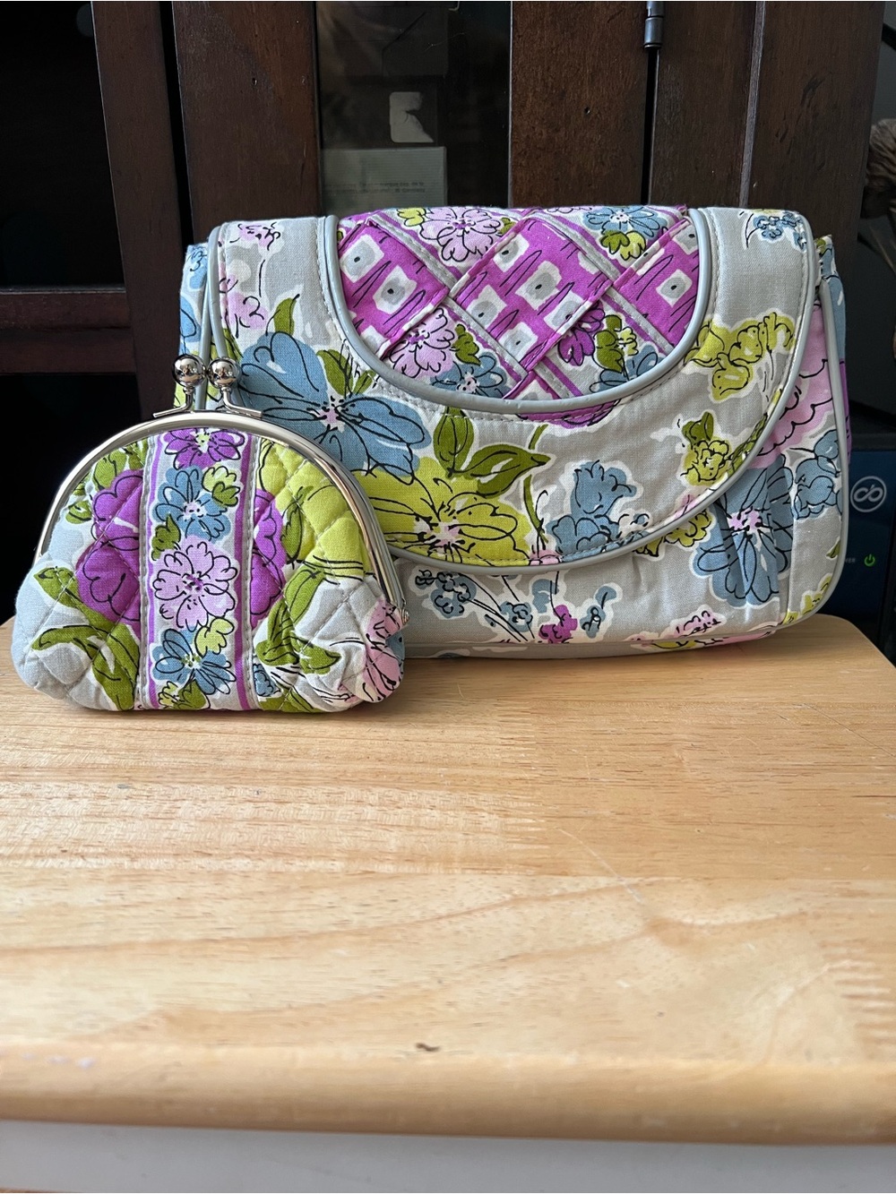 Vera Bradley Retired “Watercolor” Pattern Chain Strap Shoulder Bag & Coin Purse